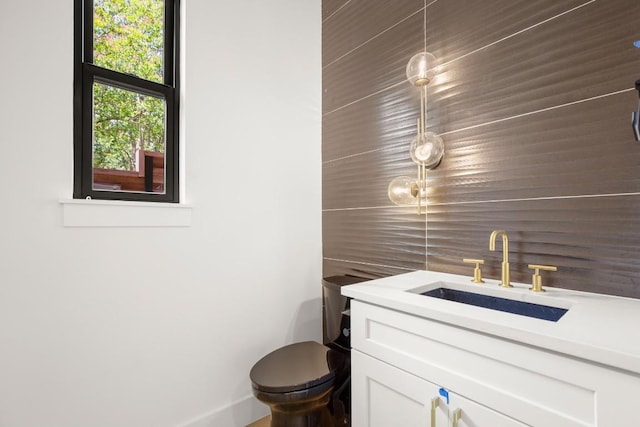 3005 French Pl, Austin, TX 78722 - half bathroom featuring vanity and toilet