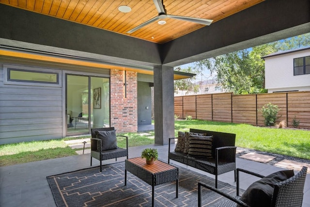 3005 French Pl, Austin, TX 78722 - view of patio / terrace with ceiling fan and an outdoor hangout area