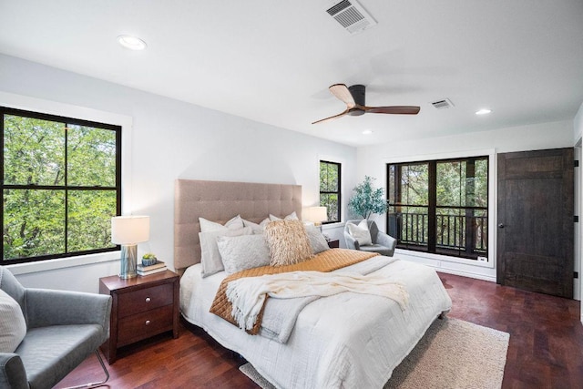 1703 Graywood Cv, Austin, TX 78704 - bedroom with wood finished floors, recessed lighting, and a ceiling fan
