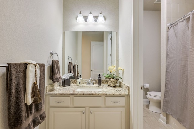 117 N Whitley Dr, Austin, TX 78738 - full bathroom with vanity, curtained shower, and tile patterned flooring