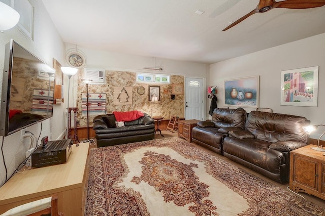 210 Buoy Cir, Georgetown, TX 78633 - living room with ceiling fan and a wall mounted AC