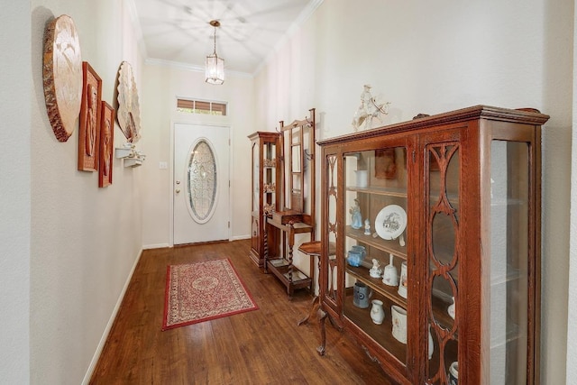 210 Buoy Cir, Georgetown, TX 78633 - foyer entrance with wood finished floors and ornamental molding