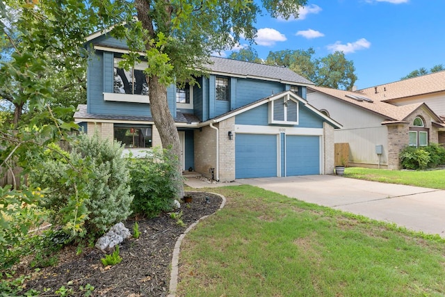 1102 Forest Oaks Path, Cedar Park, TX 78613 - traditional-style home featuring brick siding, concrete driveway, and a front yard