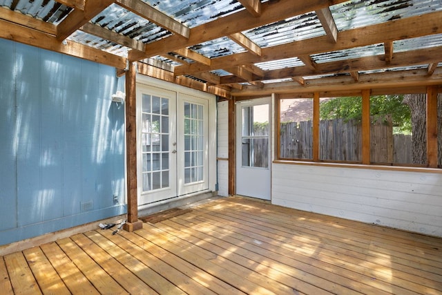 1102 Forest Oaks Path, Cedar Park, TX 78613 - unfurnished sunroom featuring french doors and a skylight