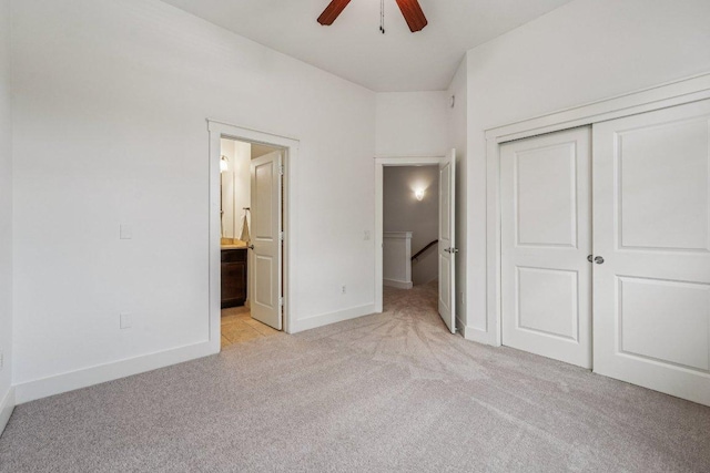 2520 Bluebonnet Ln Unit 48, Austin, TX 78704 - unfurnished bedroom with light colored carpet, a closet, ensuite bath, and a ceiling fan
