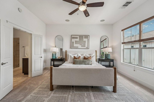2520 Bluebonnet Ln Unit 48, Austin, TX 78704 - bedroom featuring light carpet and a ceiling fan