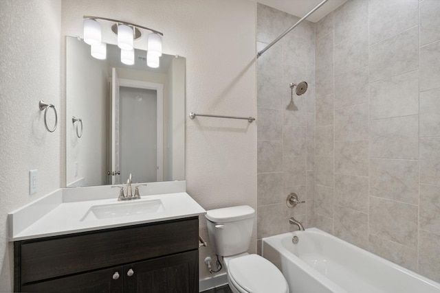 1754 Sawmill Xing, Round Rock, TX 78665 - bathroom with vanity, shower / bath combination, and a textured wall