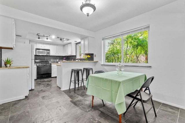 1305 Doonesbury Dr, Austin, TX 78758 - dining area featuring baseboards and track lighting