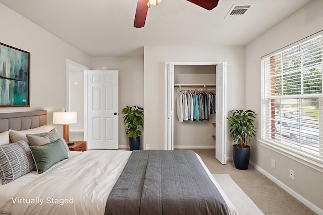 2732 Cascade Falls Dr, Austin, TX 78738 - bedroom with light carpet and a ceiling fan