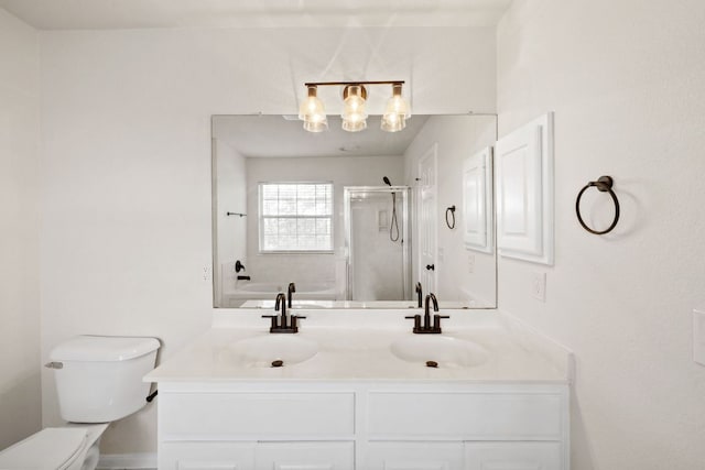 2732 Cascade Falls Dr, Austin, TX 78738 - bathroom with a shower stall, double vanity, and a bath