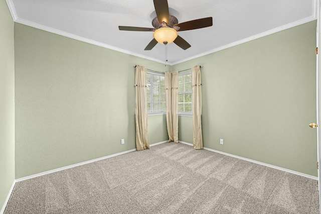 8305 Hillrock Dr, Round Rock, TX 78681 - empty room featuring carpet flooring, crown molding, and ceiling fan