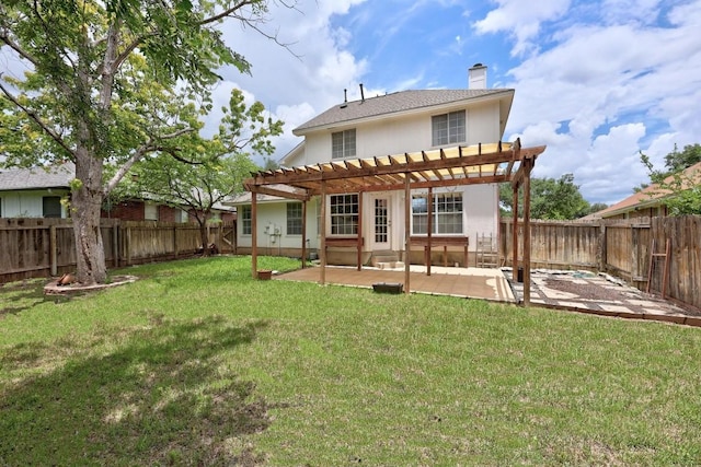 8305 Hillrock Dr, Round Rock, TX 78681 - back of property with a pergola, a patio area, stucco siding, and a fenced backyard
