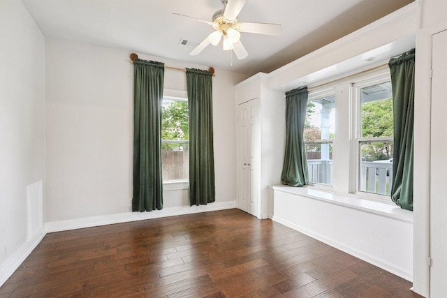 1916 Pecan St, Bastrop, TX 78602 - unfurnished room with plenty of natural light, hardwood / wood-style flooring, and a ceiling fan