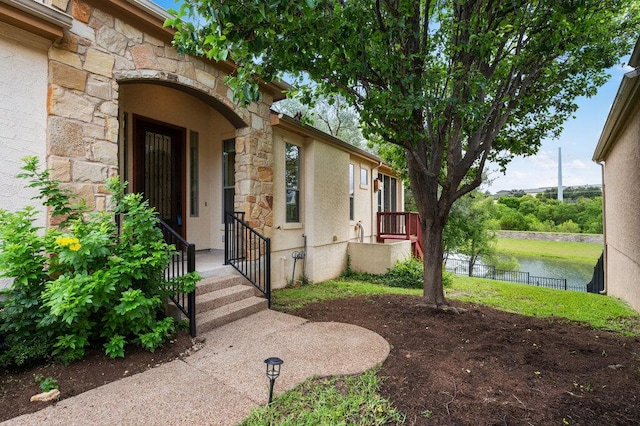 105 Outcrop View Ln, Austin, TX 78738 - entrance to property with stone siding and stucco siding