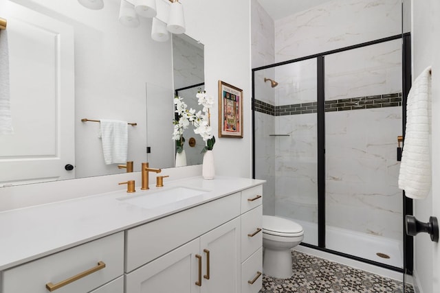352 Moonlit Stream Pass, Dripping Springs, TX 78620 - bathroom featuring vanity and a marble finish shower