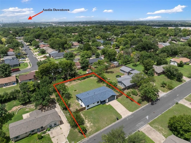 1101 Floradale Dr, Austin, TX 78753 - aerial perspective of suburban area with property parcel outlined