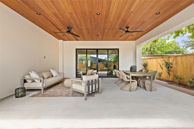 1703 Madison, Austin, TX 78757 - view of patio / terrace with a ceiling fan, an outdoor hangout area, and outdoor dining area