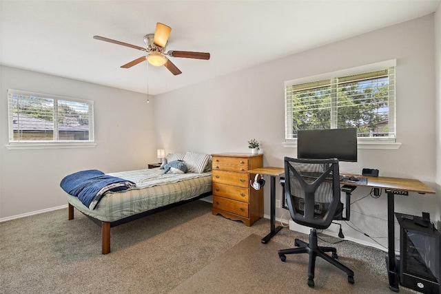 510 Heather Dr, Round Rock, TX 78664 - bedroom featuring an office area, carpet, and ceiling fan