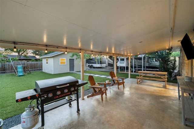 510 Heather Dr, Round Rock, TX 78664 - view of patio / terrace with a grill, a playground, and an outdoor structure