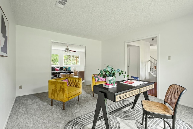 4009 Cordova Dr, Austin, TX 78759 - office space featuring carpet, a textured ceiling, and ceiling fan