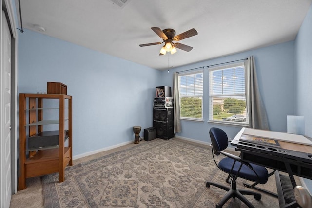 120 Hawkins Ct, Hutto, TX 78634 - carpeted office featuring ceiling fan and baseboards