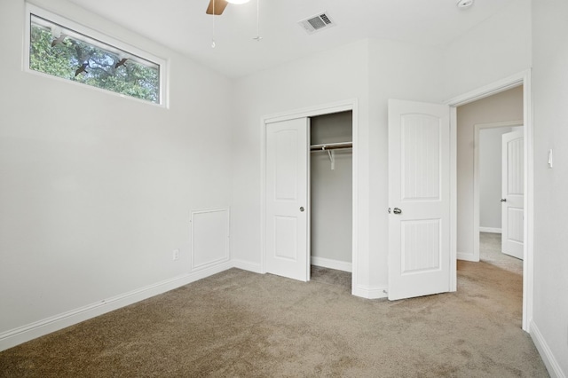 6116 Whipple Way, Austin, TX 78745 - unfurnished bedroom featuring carpet flooring, a closet, and a ceiling fan