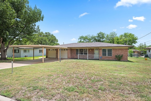 11705 Oak Trl, Austin, TX 78753 - ranch-style house featuring an attached garage, brick siding, concrete driveway, and an attached carport
