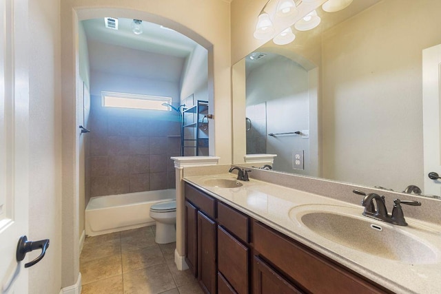 2713 Windy Vane Dr, Pflugerville, TX 78660 - full bathroom featuring double vanity, tile patterned floors, and bathing tub / shower combination