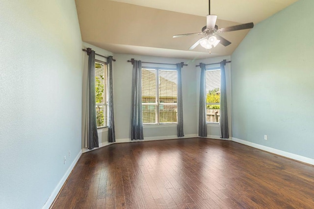2713 Windy Vane Dr, Pflugerville, TX 78660 - unfurnished room with hardwood / wood-style flooring, healthy amount of natural light, ceiling fan, and vaulted ceiling