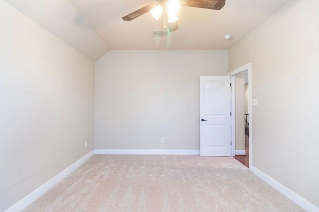 2713 Windy Vane Dr, Pflugerville, TX 78660 - carpeted empty room with ceiling fan, a smoke detector, and vaulted ceiling