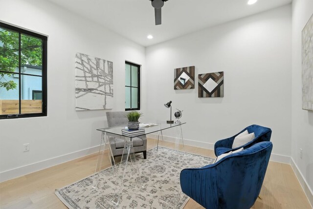 2007 Pasadena Dr, Austin, TX 78757 - office space featuring recessed lighting, a ceiling fan, and wood finished floors