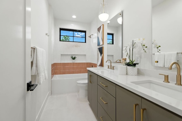 2007 Pasadena Dr, Austin, TX 78757 - bathroom with double vanity, bathing tub / shower combination, and tile patterned floors