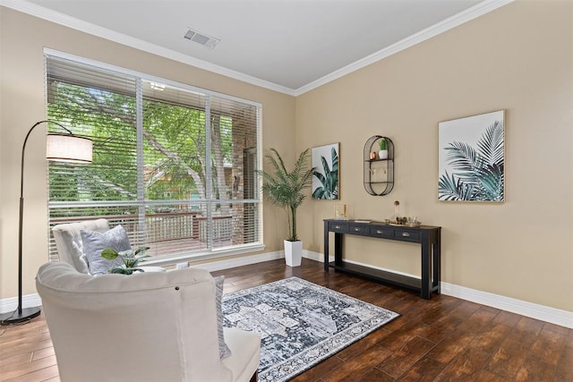 1343 River Forest Dr, Round Rock, TX 78665 - living area featuring crown molding and wood finished floors