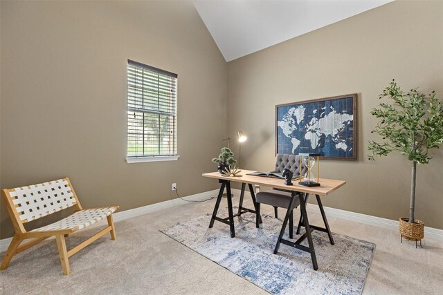 1343 River Forest Dr, Round Rock, TX 78665 - home office with light carpet and high vaulted ceiling