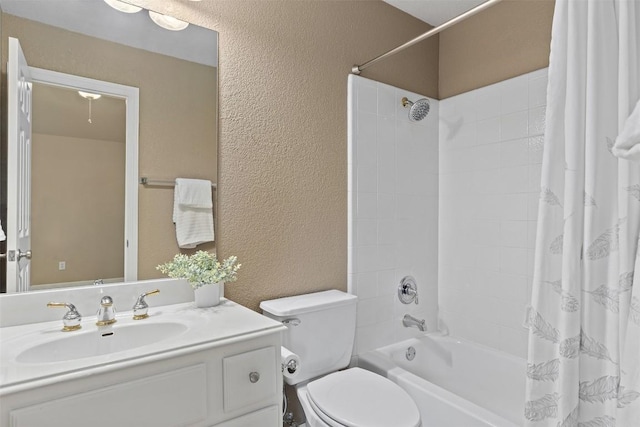 1343 River Forest Dr, Round Rock, TX 78665 - bathroom with a textured wall, shower / bathtub combination with curtain, and vanity