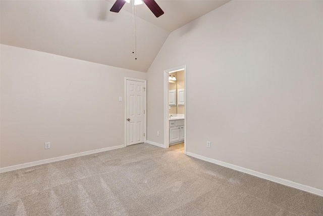 1343 River Forest Dr, Round Rock, TX 78665 - unfurnished room with ceiling fan, lofted ceiling, and light colored carpet