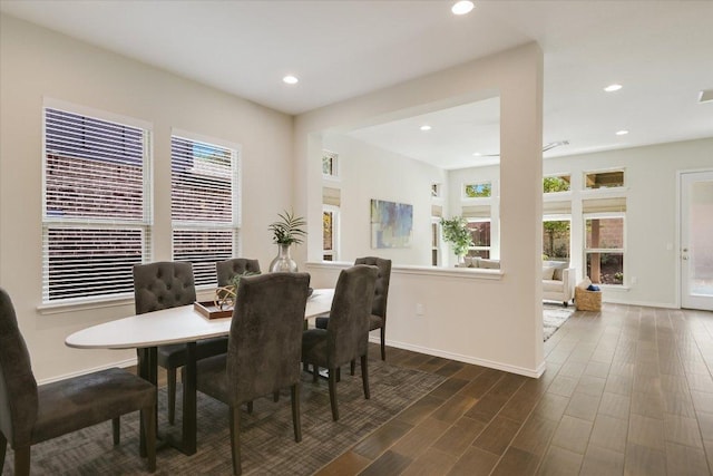 9516 Hunter Ln, Austin, TX 78748 - dining area featuring recessed lighting and dark wood-style floors