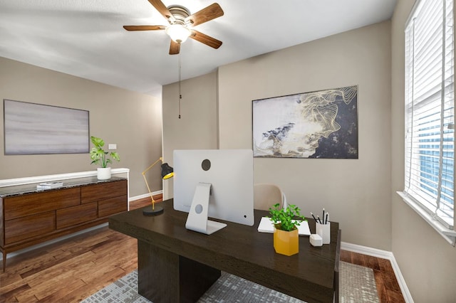 8518 Cahill Dr Unit 23, Austin, TX 78729 - office featuring wood finished floors and a ceiling fan