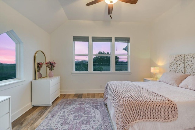 3009 Lawrence Dr, Austin, TX 78734 - bedroom with wood finished floors, lofted ceiling, and ceiling fan