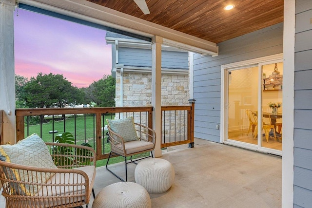 3009 Lawrence Dr, Austin, TX 78734 - balcony at dusk with a ceiling fan
