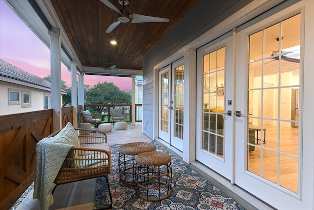 3009 Lawrence Dr, Austin, TX 78734 - sunroom / solarium with wooden ceiling, french doors, and wood finished floors