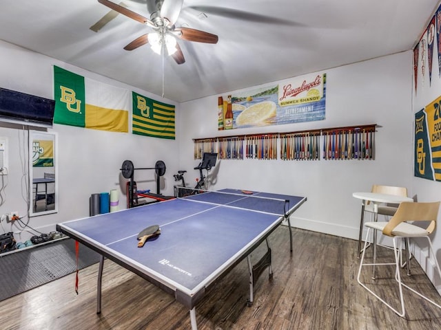 13320 Gilwell Dr, Del Valle, TX 78617 - game room with wood finished floors and a ceiling fan