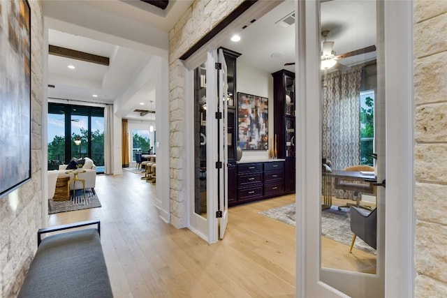 19617 Serenity Ln, Lago Vista, TX 78645 - hallway featuring light wood-type flooring and recessed lighting
