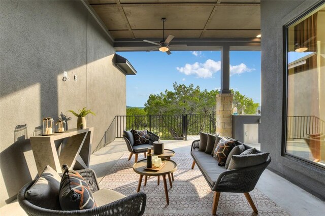 19617 Serenity Ln, Lago Vista, TX 78645 - patio / terrace with ceiling fan and an outdoor hangout area