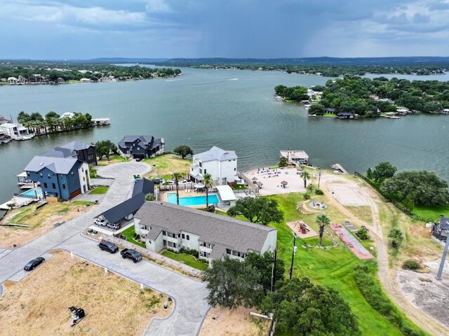 604 Highcrest Dr Unit 722, Granite Shoals, TX 78654 - aerial view of a nearby body of water and a pool area