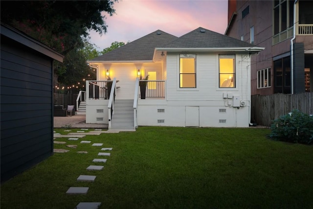 1018 Shelley Ave, Austin, TX 78703 - rear view of property with crawl space, stairs, and roof with shingles