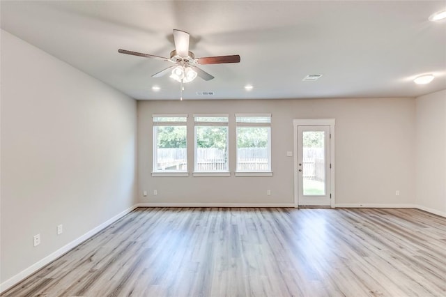 17200C Crane Fly Dr Unit C, Pflugerville, TX 78660 - unfurnished room with wood finished floors, a ceiling fan, and recessed lighting