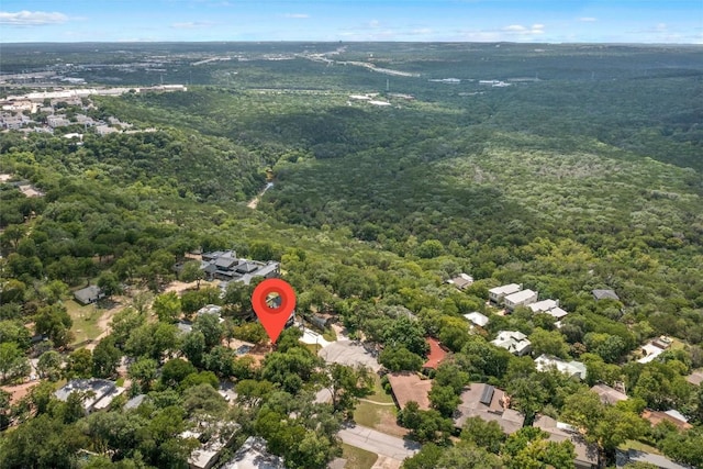 2301 Westworth Cir, Austin, TX 78704 - aerial overview of property's location featuring a heavily wooded area