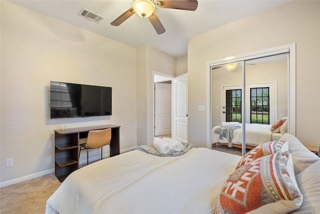 220 Meadow Oaks Dr, Dripping Springs, TX 78620 - carpeted bedroom featuring a ceiling fan and a closet