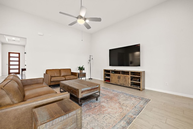 16713 Elsinore Ln, Pflugerville, TX 78660 - living room with a ceiling fan and wood finished floors